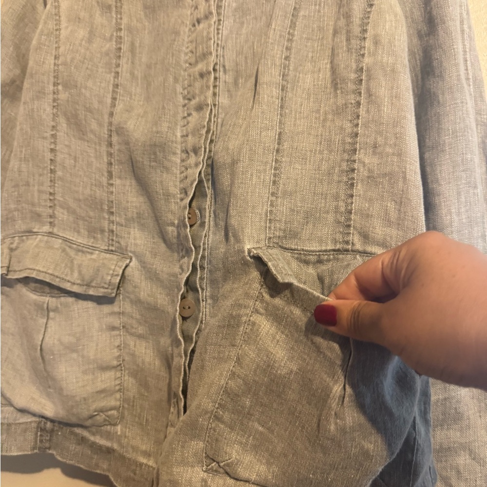 EILEEN FISHER Charcoal W Small Linen Blazer lightweight‎ lagen look corporate - Picture 4 of 11